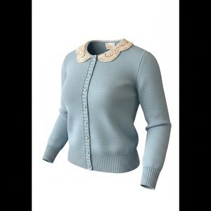 ✨VINTAGE✨ Blue Sweater with Lace Collar